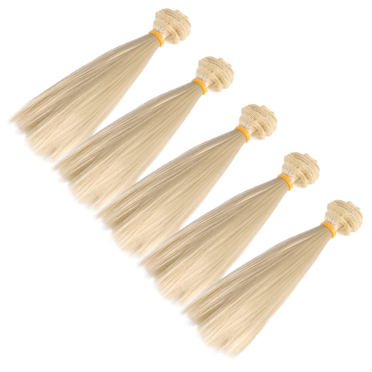Peluca de Muñeca DIY de Pelo Liso 5 Piezas 15 Cm Resistentes al Calor para Manualidades Niñas Peluca Recta Caqui Oscuro Fácil de Usar para Muñecas