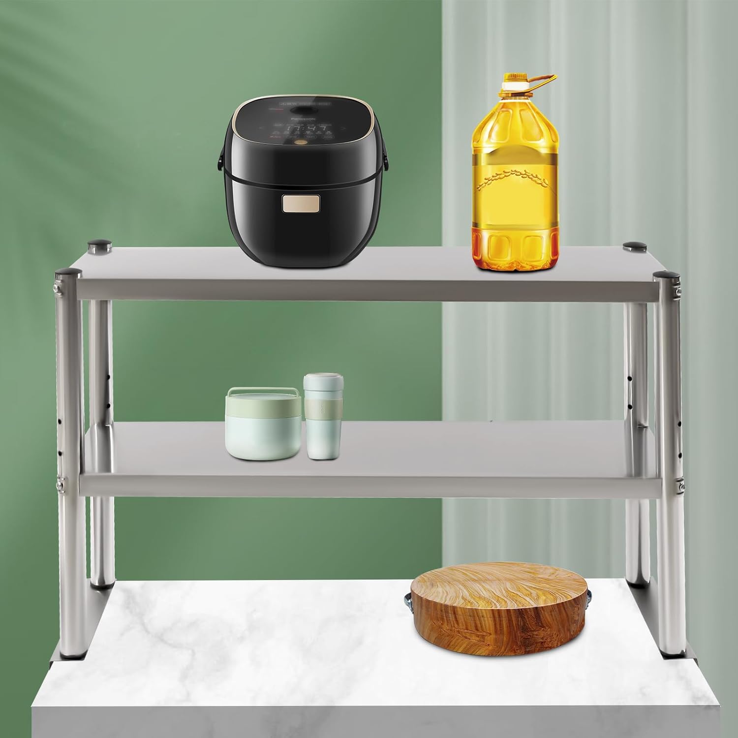 Double Overshelf, 12" X 36"Height Adjustable Commercial Overshelf Double Tier Stainless Steel Overshelf for Prep & Work Table in Kitchen, Restaurant & Home