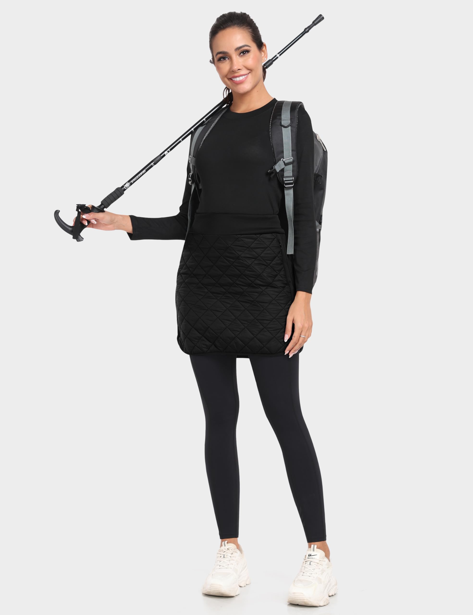 MoFiz Jupe Short Femme Hiver Jupe Matelassée Thermique Légère Jupe Randonnée Outdoor
