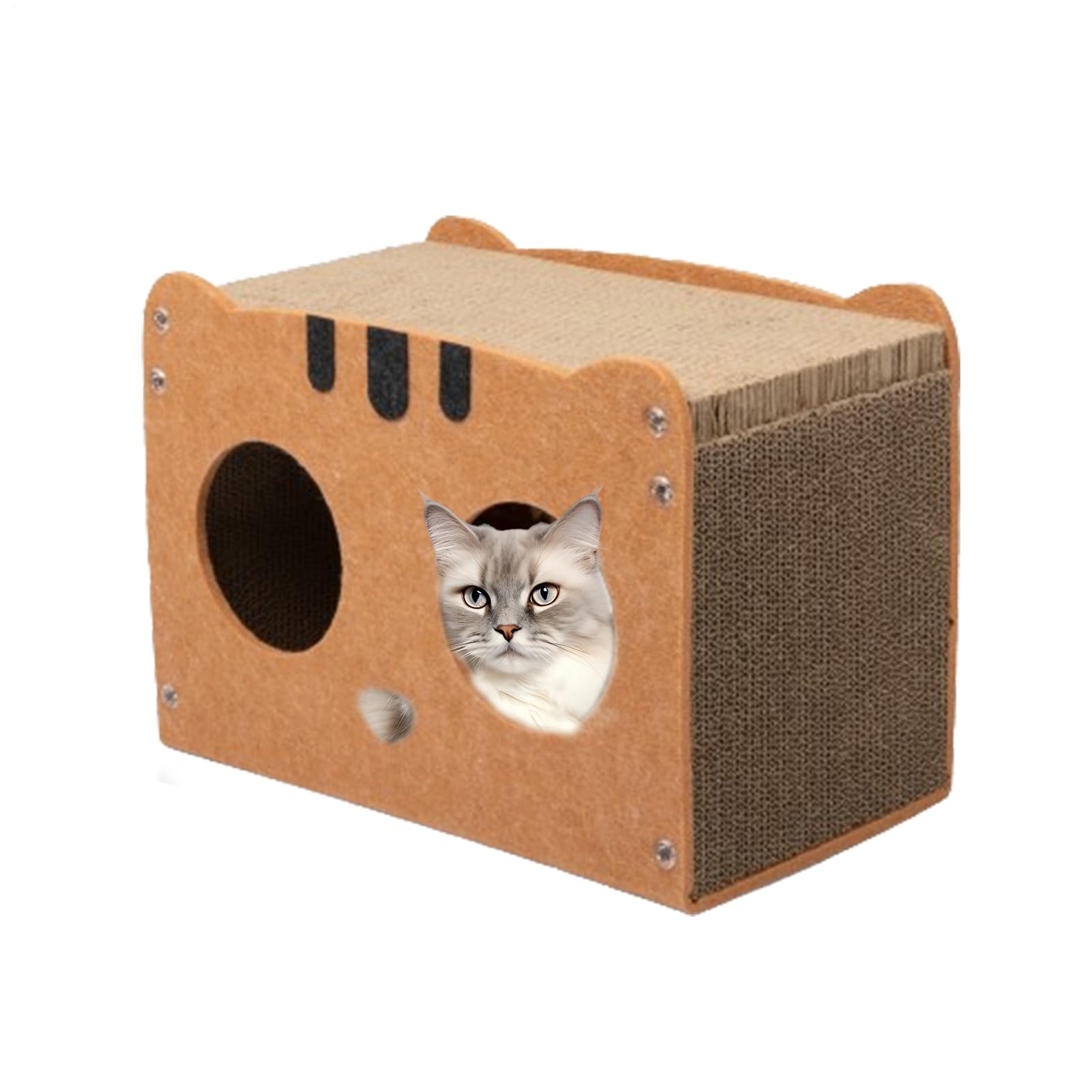 Casa para Gatos de cartón para Interiores – Graffiatore para Gatos | reciclable, refugio para interiores, salón y refugio rascador ondulado | Cama rascadora para mascotas desmontable