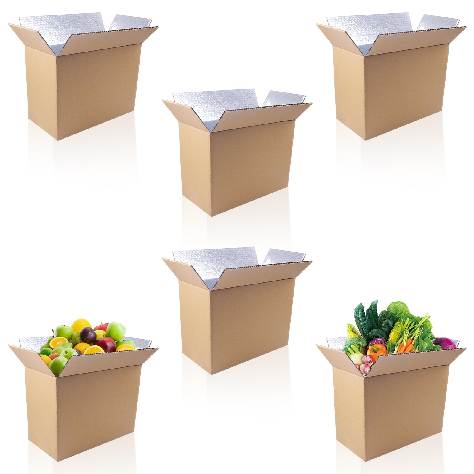 aromeili Insulated Shipping Boxes for Shipping Frozen Food-15.7" x 11.8" x 7.87" (6 Pack),Large Foil Cooler Carton Moving Kits for Mailing Packing,