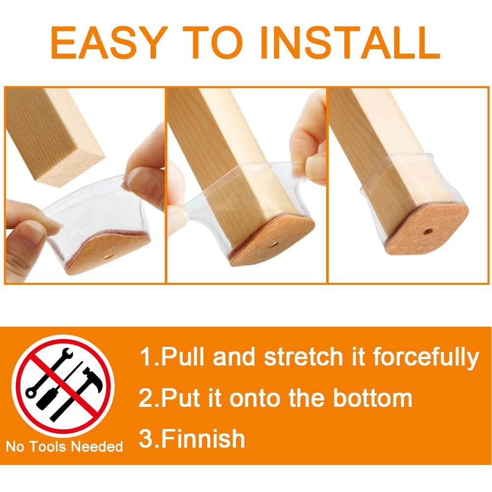 24 Pcs Chair Leg Floor Protectors for Hardwood Floors Square