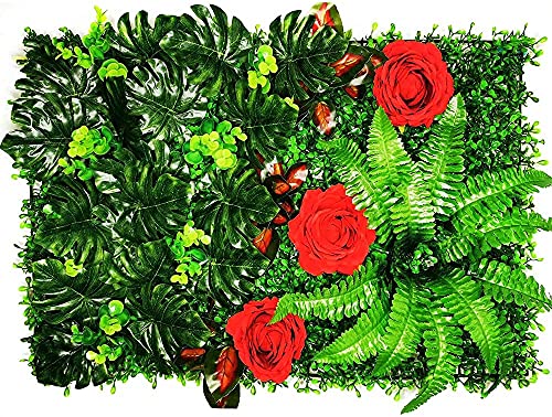 Setos Artificiales 40x60cm TelóN de Fondo de Plantas Artificiales Exterior Realistas Cesped Artificial para Terrazas Sala de Estar Bodas Jardin Vertical Artificial(Color:Black)