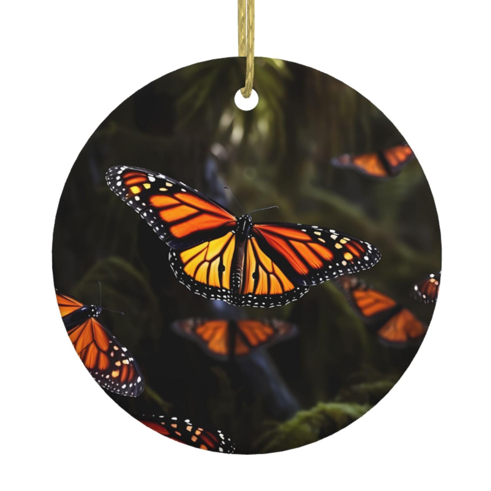 Fodpand Women's White Monarch Butterflies Christmas Ornaments 2025, Gift Exchange For Men, Collectible Ceramic Ornament Round Hanging Ornaments For Christmas Tree Decoration