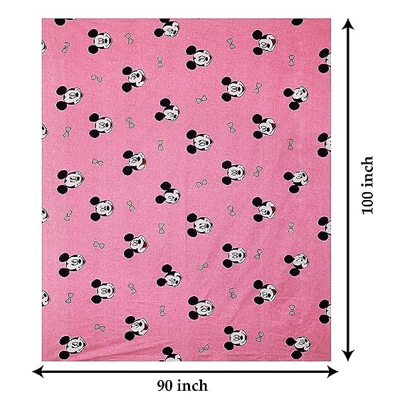 Image of DECORUM 3 D Polycotton Queen Size Bedsheet 90 X 90 Inch with 2 Pillow Cover (Pink Micky)