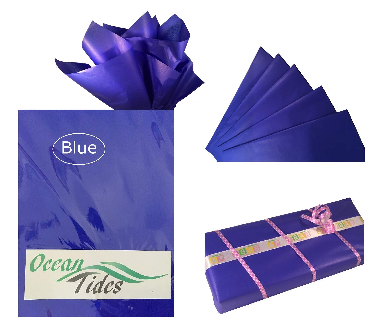 Tissue Paper for Gift Bags - 100 Sheets 14x20in Wrapping Paper, Royal Blue