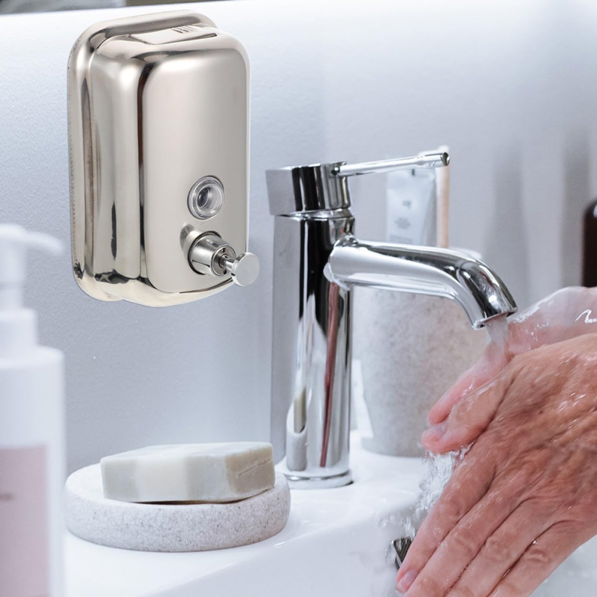 Dispensador de Jabón Multifunción y Portátil de Acero Inoxidable para Ducha de 1000 Ml Diseño Moderno Adecuado para Hospitales y Restaurantes
