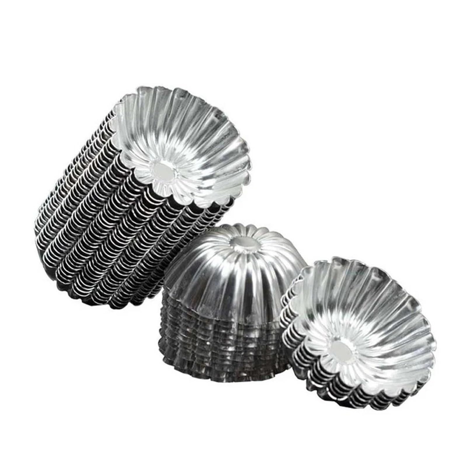 Genérico 50 Uds. Moldes for huevos, molde for Brioche de aluminio, for Tartas reutilizable, herramienta antiadherente for hornear, conchas, magdalenas, y pudín(S01)