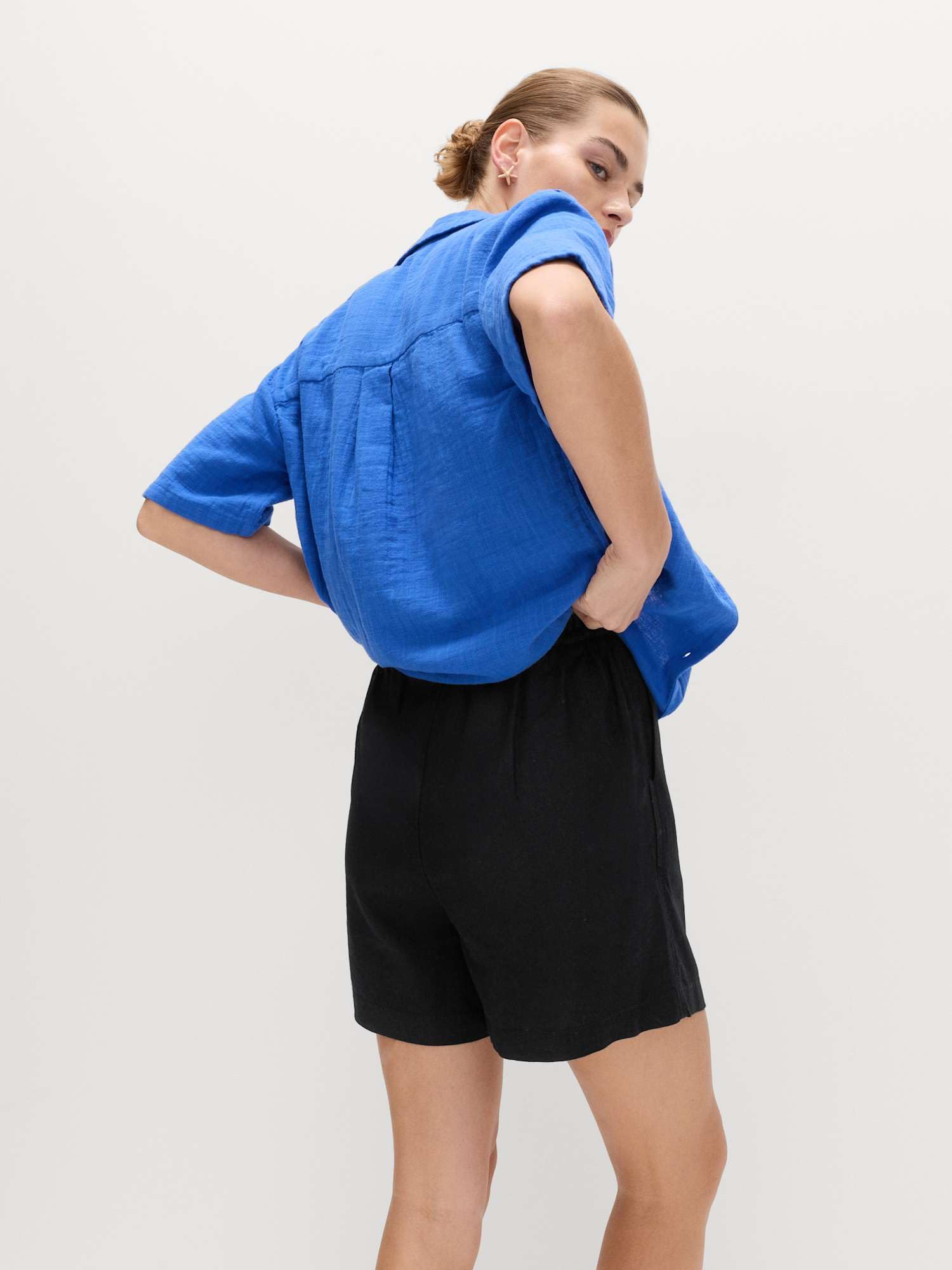 Marks & Spencer Donna Vita Alta Misto Lino Shorts – Vita con Coulisse