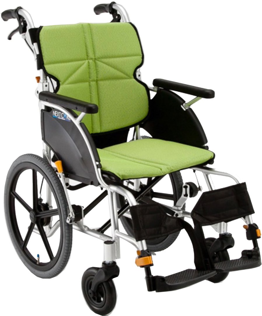 折りたたみ介助用車椅子 MATSUNAGA おしゃれグリーンブルー