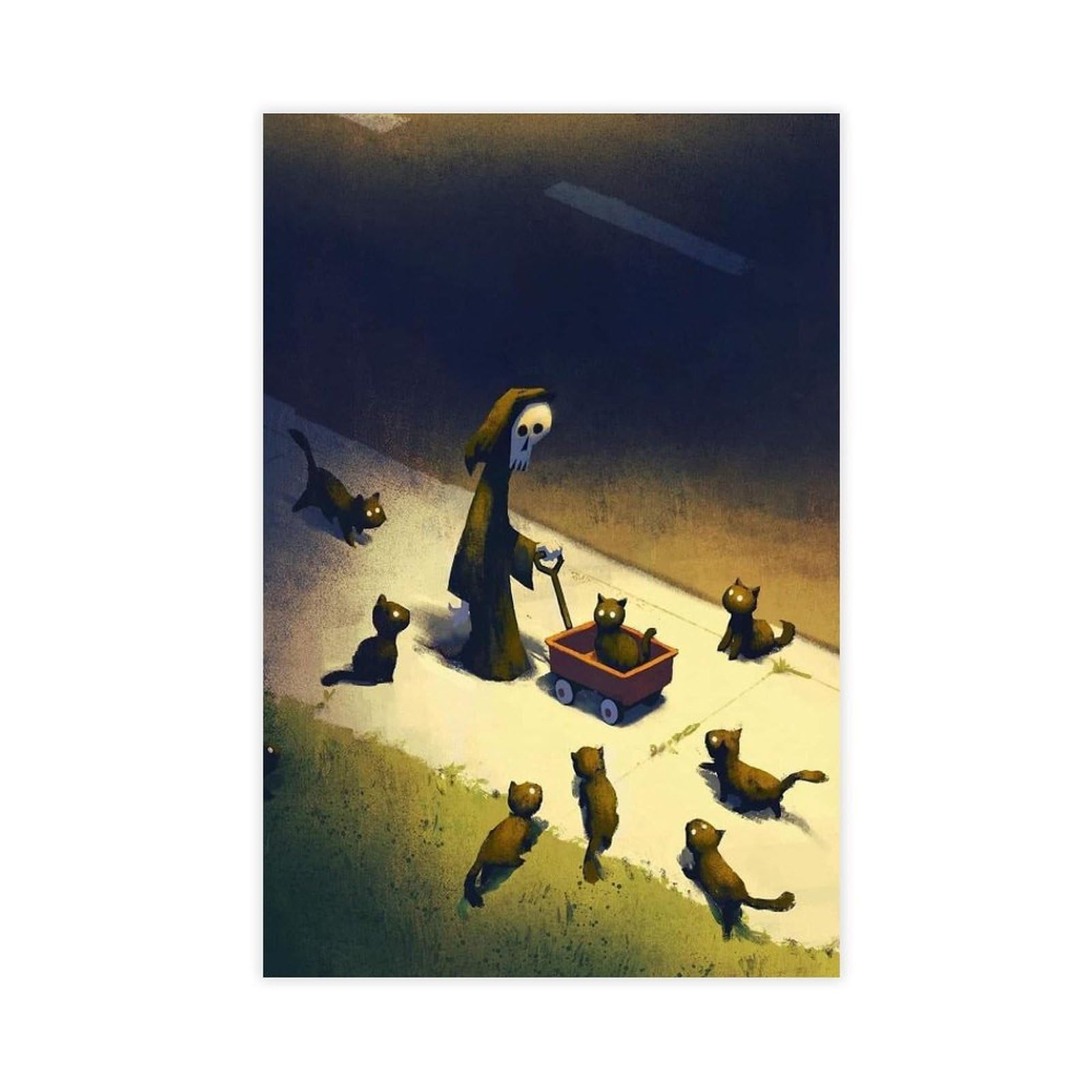 Bareronor Ghosts And Cats Funny (10) Canvas Poster Bedroom Decor Landscape Office Room Decor Gift 24" L X 36" W