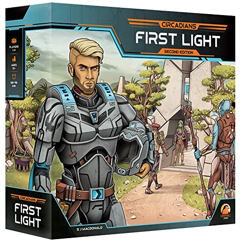 Juego de Mesa Estratégico Circadians: First Light de Renegade Game Studios | Gestión de Dados de Ciencia Ficción para 1-4 Jugadores, Duración de 60-90 Minutos, Modo Solitario, Arte y Iconos Actualizados
