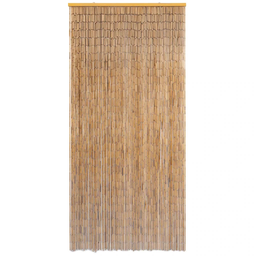 vidaXL Cortina Puerta Elegante Bambú Marrón 90x200 cm Estor Flecos de Entrada