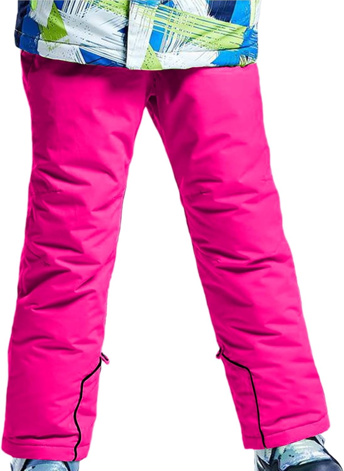 Toddler Snow Pants Boys Girls Winter Windproof Down Pants Outdoor Ski Pant Padded Loose Insulated Warm Straight Leg Trousers