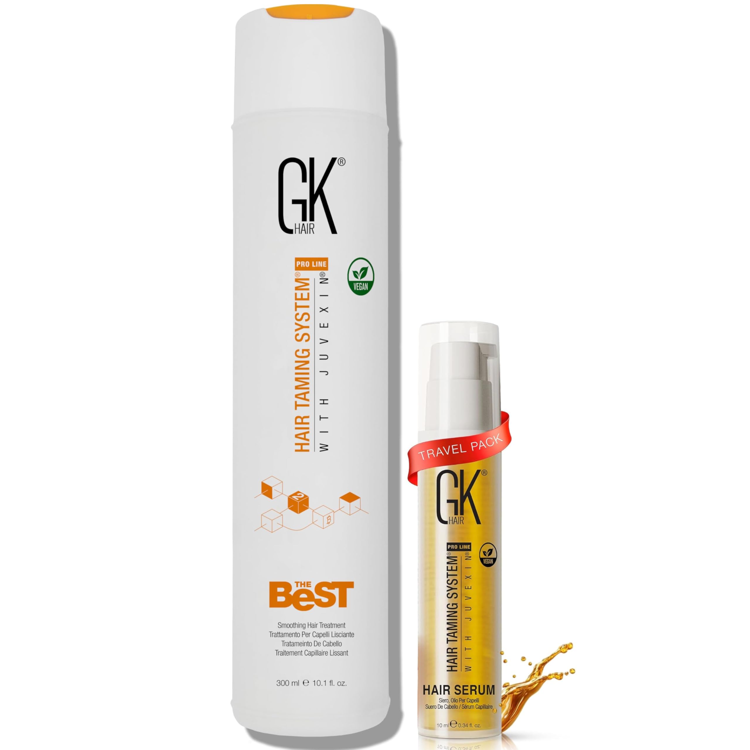 GK Hair Olio all’Argan 0.34 Fl Oz + The Best Trattamento Lisciante 300ml – Kit Cheratina Professionale Brasiliano, Capelli Lisci, Setosi e Senza Crespo, Riparazione Capelli Secchi, Idratazione e Lucen