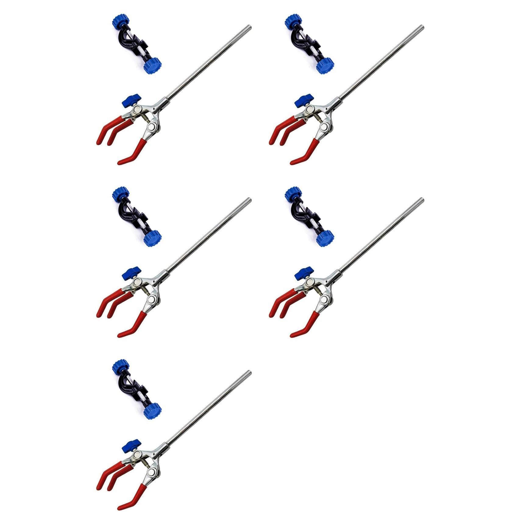 Jnchdghwa Black & Silver 5X Lab Clamp 3 Prong Finger Adjust Jaw With Scientific Extension Adjustable Black Laboratory Stand Clip
