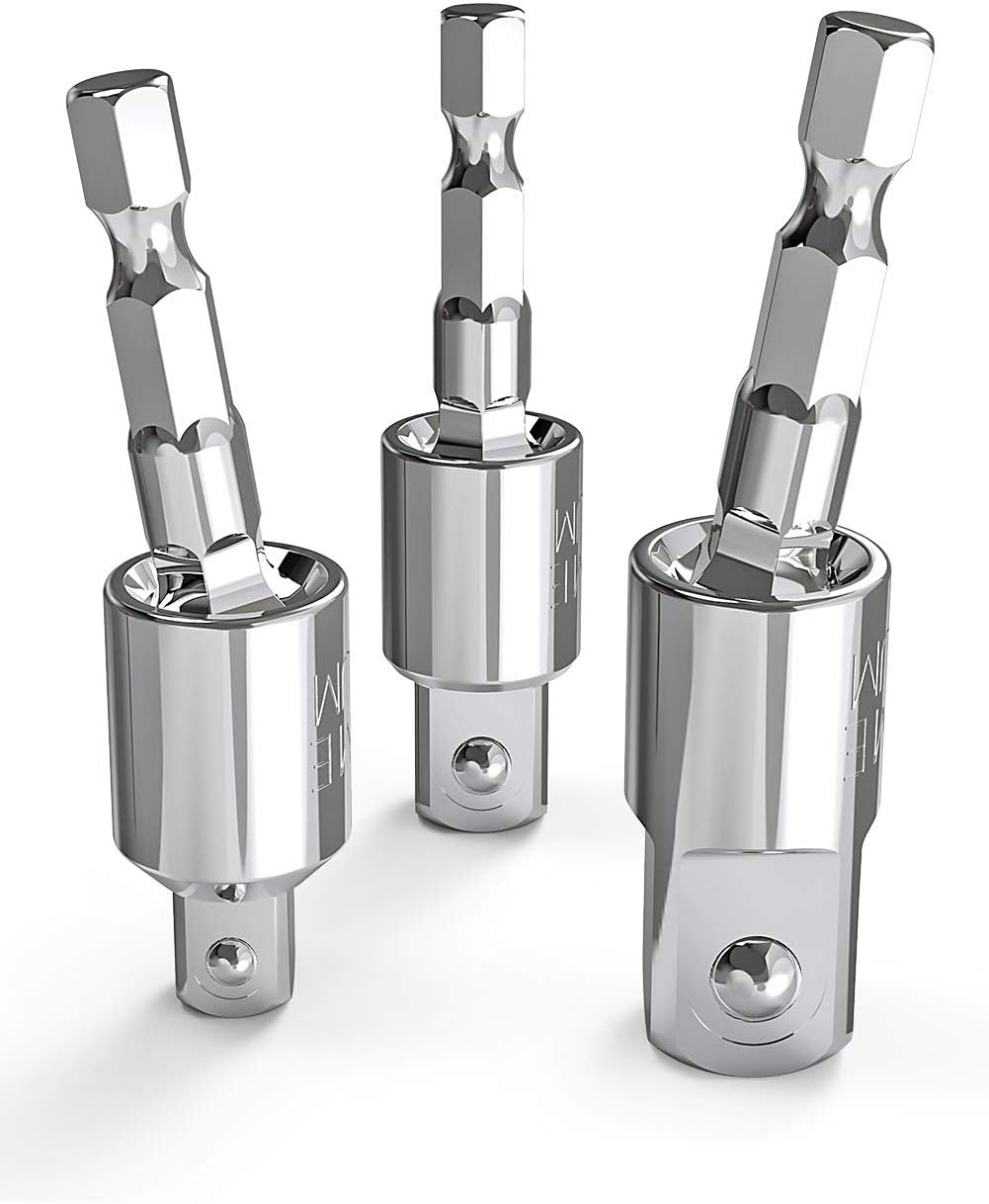 Sponsored Ad - Tool Gift for Man: 3-Piece Power Drill Sockets Adapter Set, 360 Rotatable Hex Shank Impact Driver Socket Adapter for 1/4" 3/8" 1/2" Impact Driver
