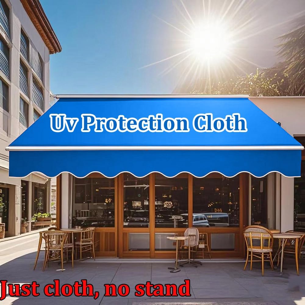 Tessuto di ricambio per baldacchino retrattile impermeabile per balcone e terrazza, blu reale, 6 m x 2,5 m, copertura parasole resistente, perfetta per uso esterno