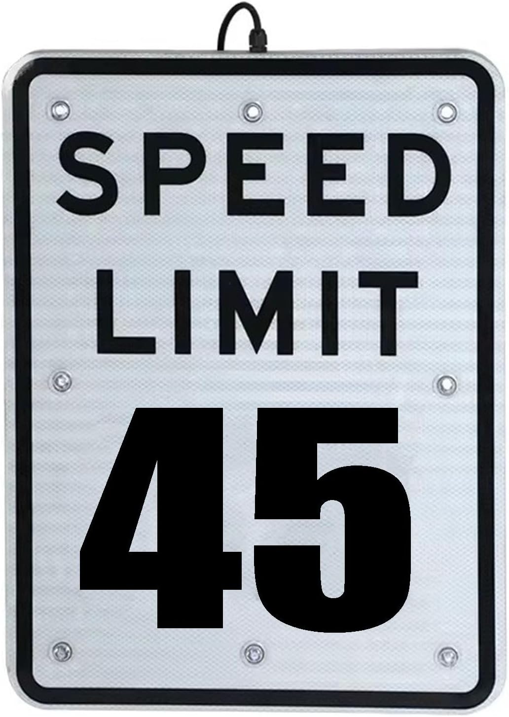 Speed Limit Traffic Sign 45 MPH, Aluminum Road Safety Sign Speed Limit LED Blinking Light, Solar Powered, High Visibility Road Warning Signal