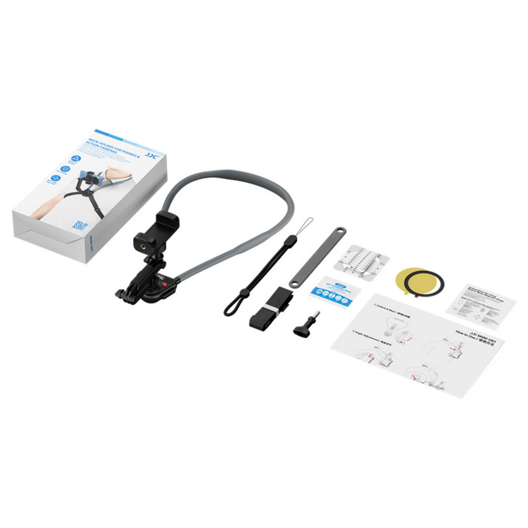 Kiorafoto Supporto per cellulare con clip per cellulare per registrazione, leggero POV/Vlog per selfie, catena toracica, supporto per cellulare con 3 bracci rimovibili e chiusura rapida, Content
