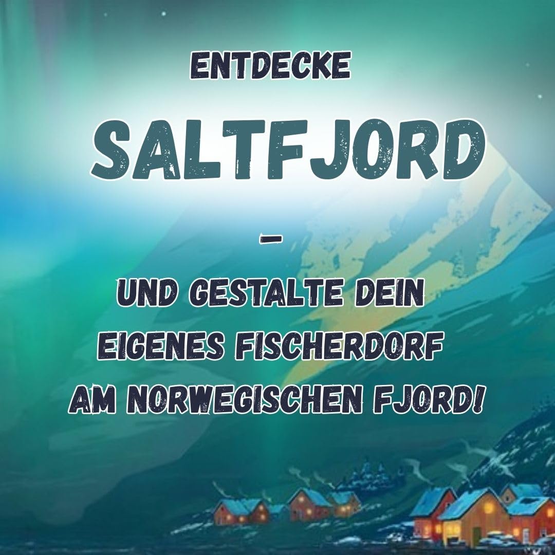 HUCH!, SALTFJORD, Gesellschaftsspiele, Strategisches Fischerdorf-Abenteuer mit innovativem Würfelmechanismus, Ideal für spannende Spielabende, Für 1–4 Spieler ab 14 Jahren