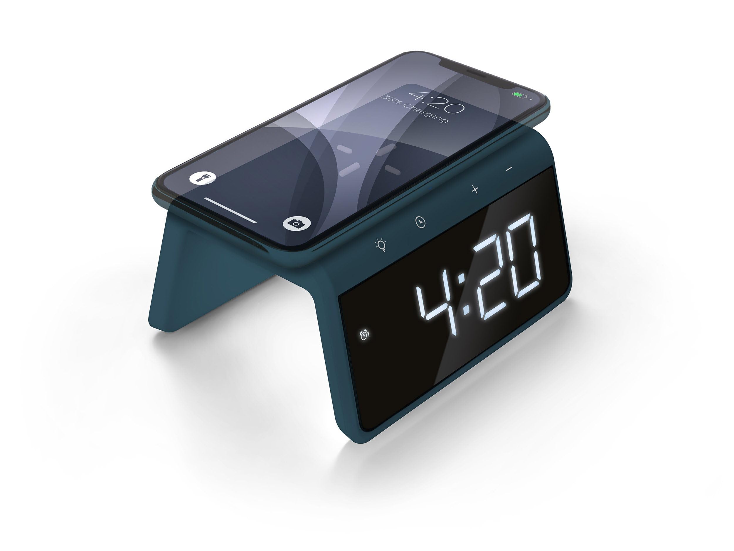 Caliber Cyfrowy budzik ze światłem, ściemniany wyświetlacz, podwójny alarm i stacja ładująca Quick Charge, dla dzieci i osób śpiących głęboko, głośny alarm, zegar cyfrowy