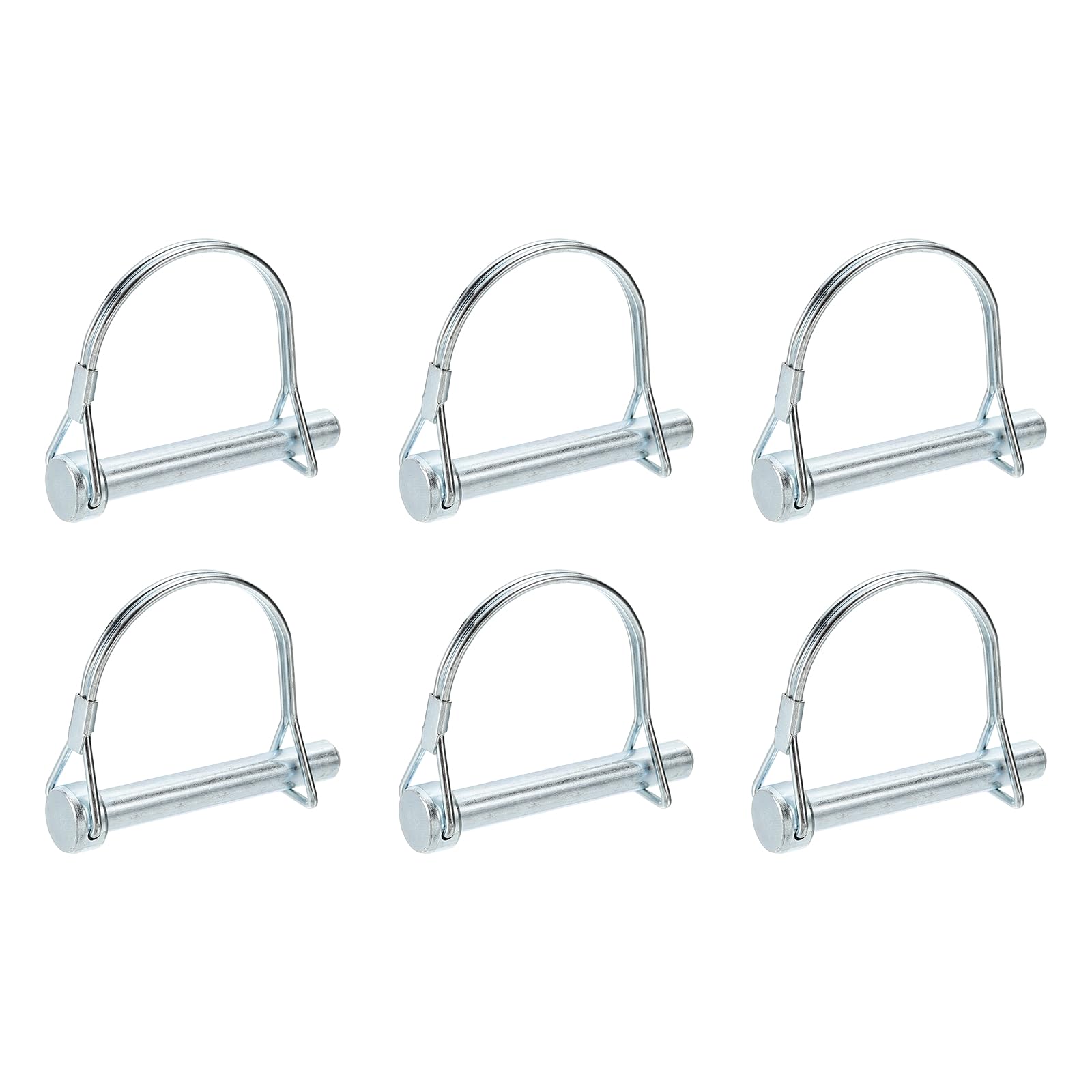 PATIKIL 6 Pcs Trailer Coupler Pins, 3/8" x 2.6" (9.5mm x 65mm) Safety Wire Lock Hitch Pin Arch Shaft Spring Locking Clip Half Round for Farm Trailers Lawn Garden Wagons, Silver