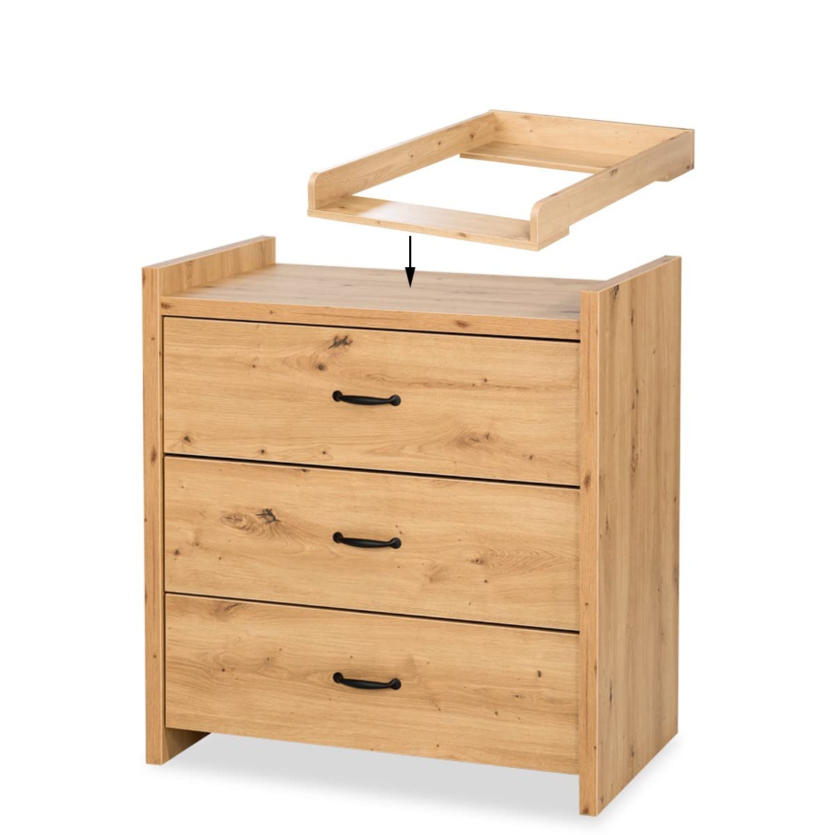 Mon Mobilier Design Amelia Ensemble bébé Commode à Langer et lit évolutif 120X60 Chêne