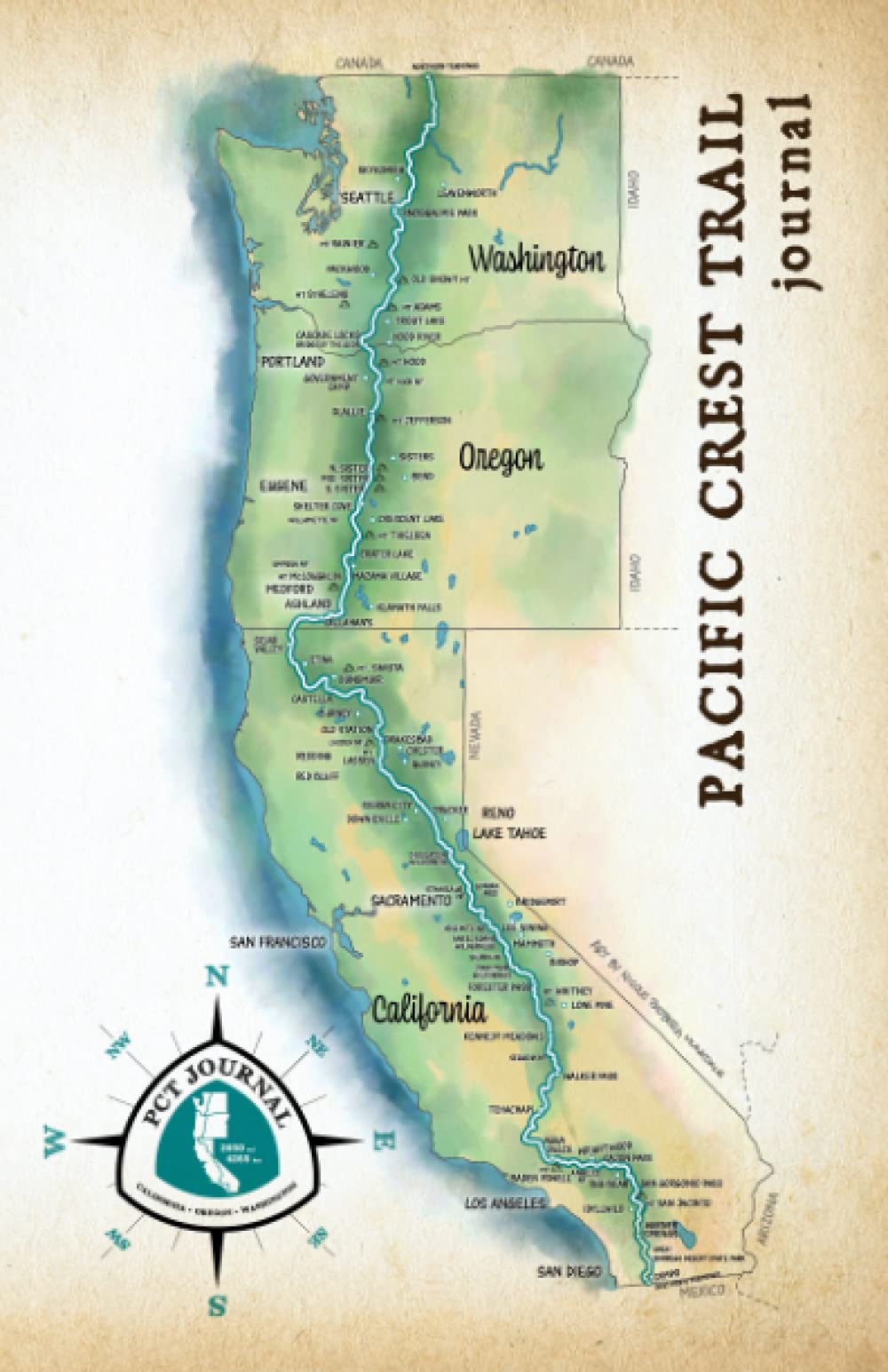 Pacific Crest Trail Journal (Triple Crown of Hiking Journaling - Map Cover)