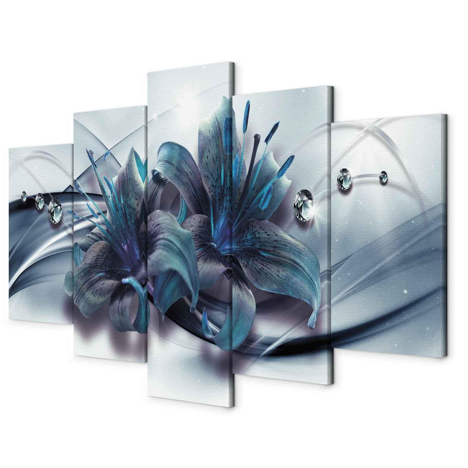 Cuadros B&D XXL - Cuadro en Lienzo Flores Lirios 200x100 cm 5 piezas - Impresión en material tejido no tejido cuadros decoracion salon modernos lienzos - Naturaleza Abstracto b-C-0155-b-p