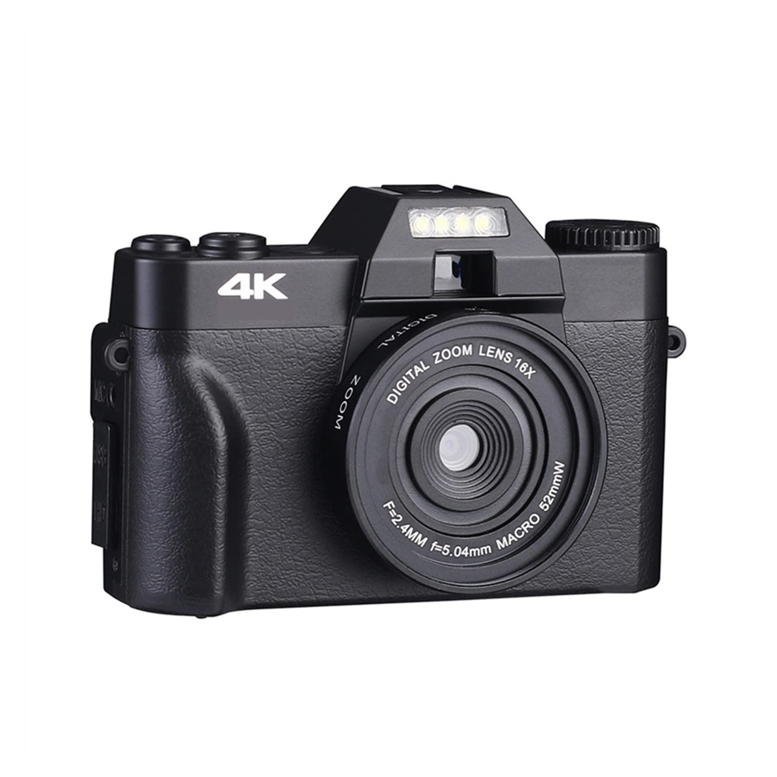 CVFRDD 48MP Digital Camera 4K UHD Vlog Camcorder 3.0" 180° Flip Screen Selfile Digital Webcam For Wide Angle Macro Lens(Only camera)