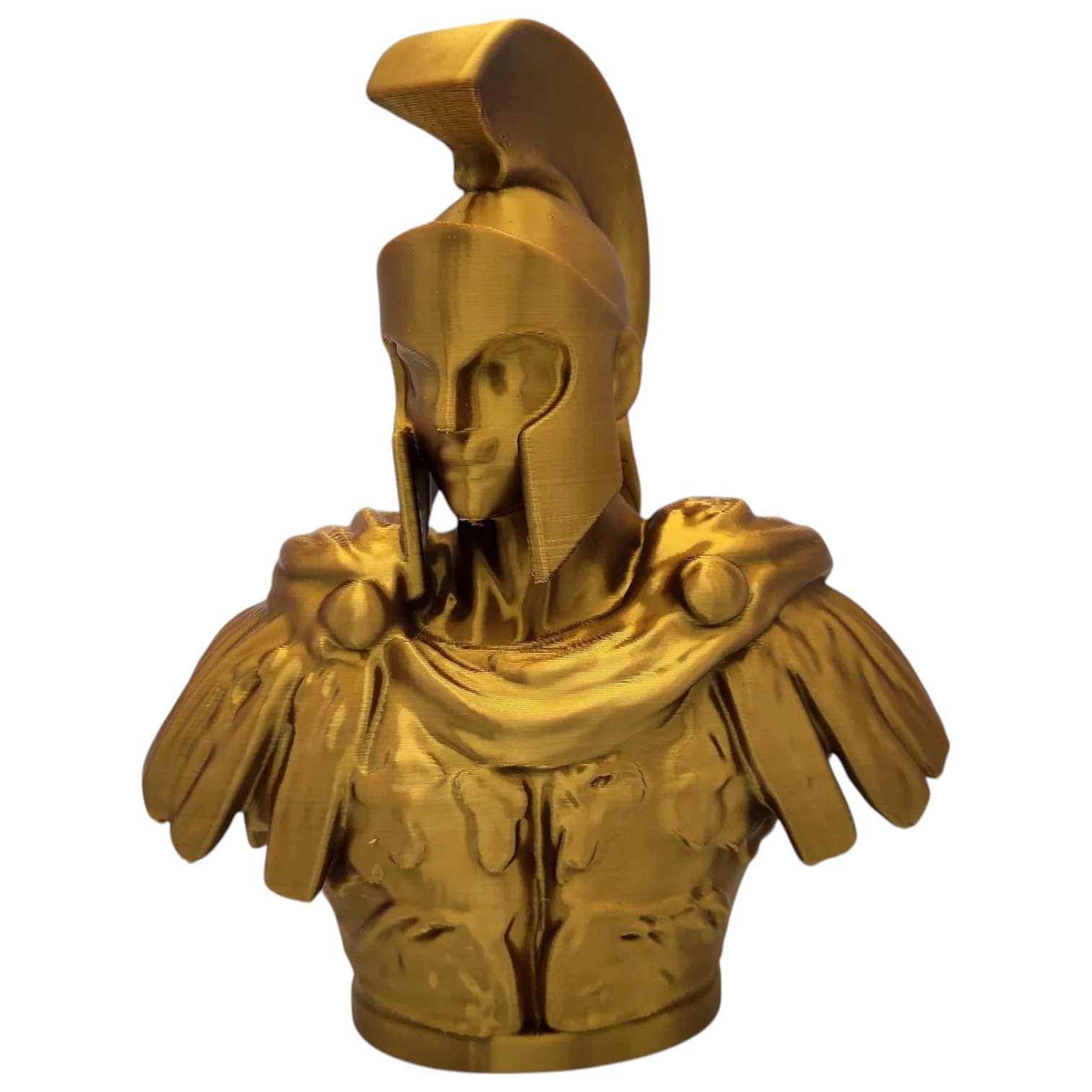 Spartan Commander Bust – Ancient Warrior Helmet Sculpture for Desk or Shelf Décor, Gold Finish – 3D Printed in Canada