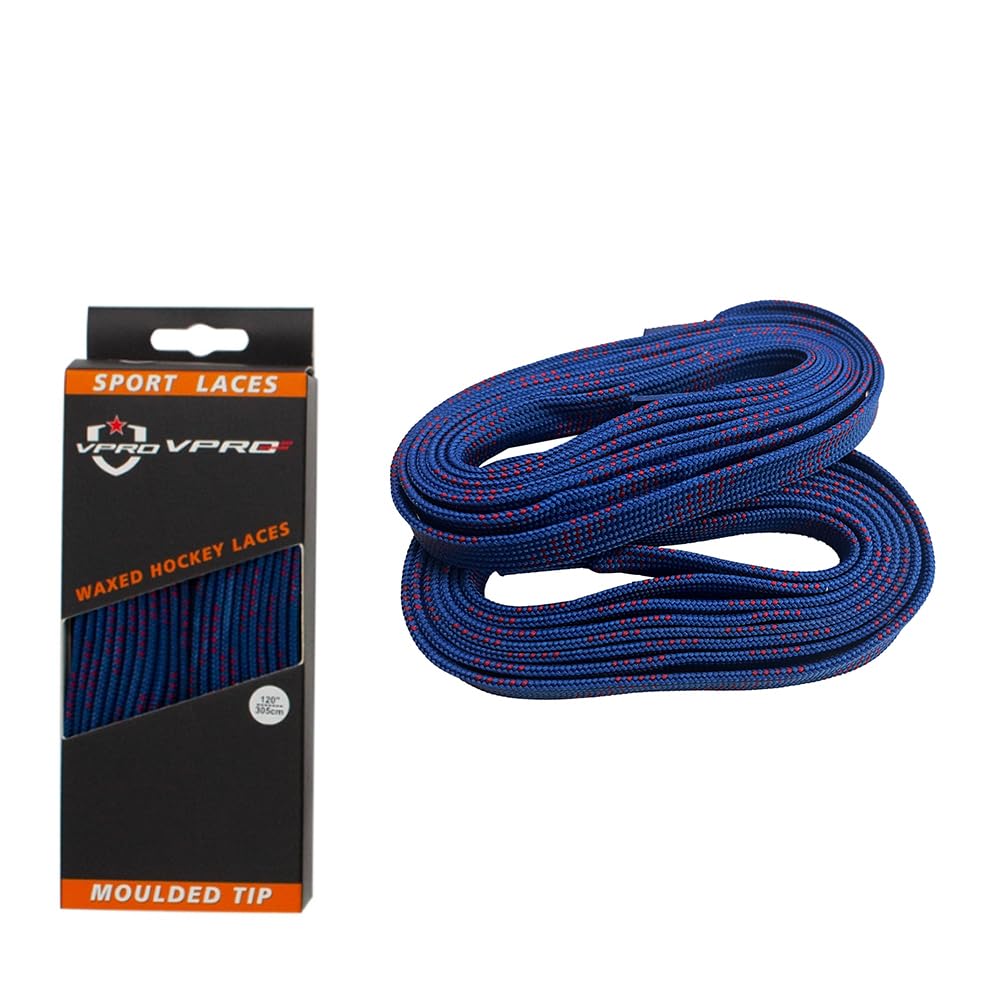 VPRO Ice Hockey with Waxed Laces - Professional, Multiple Colours Sizes, blue / red, 120“