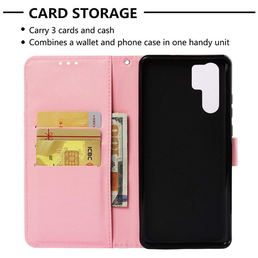 SATURCASE Custodia per Huawei P30, linea curva, in pelle PU
