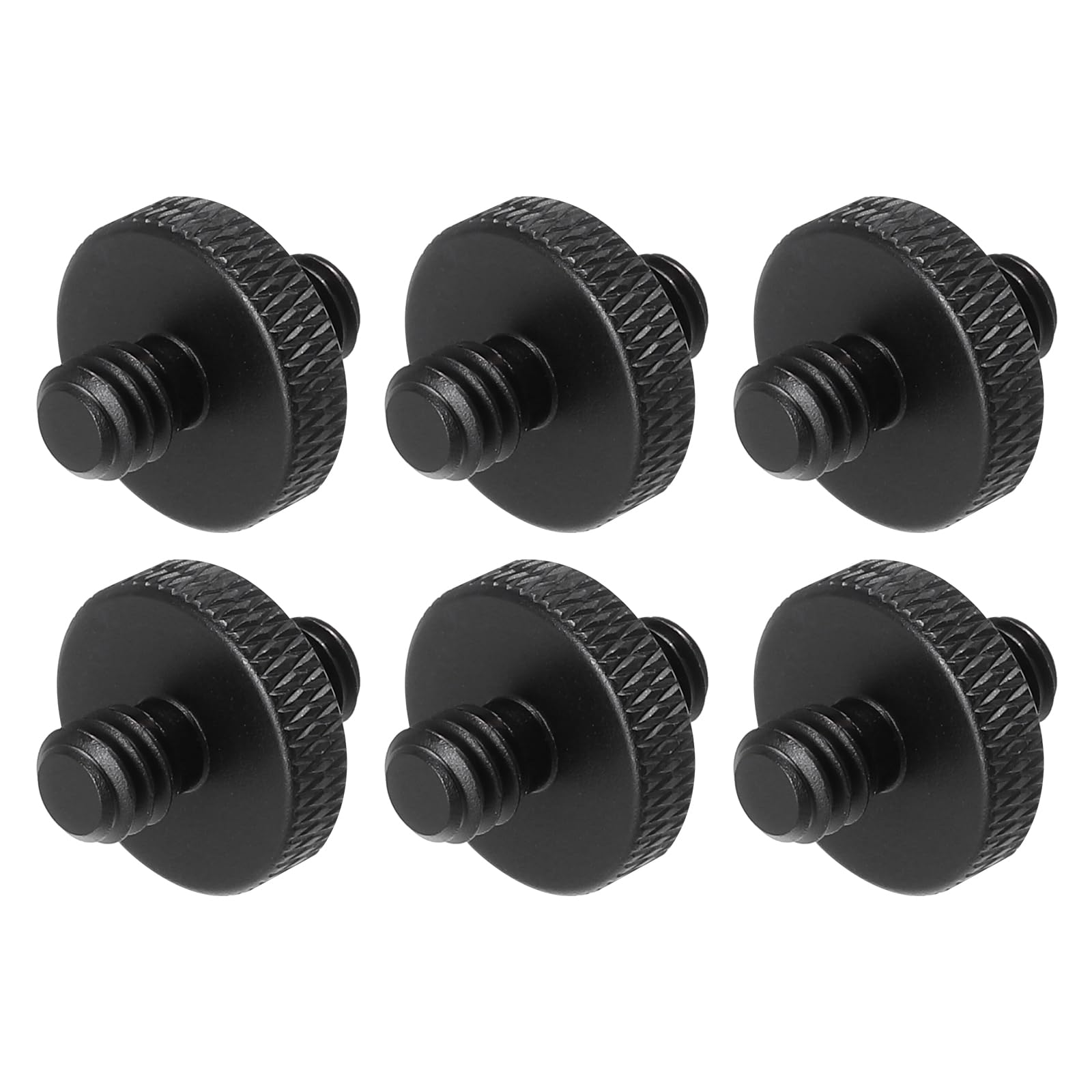 MECCANIXITY 6Pcs Mic Stand Adapter 1/4 Male to M8 Male Double Sides Camera Screw Aluminum Alloy for Microphone Tripod Stand Mount, Black