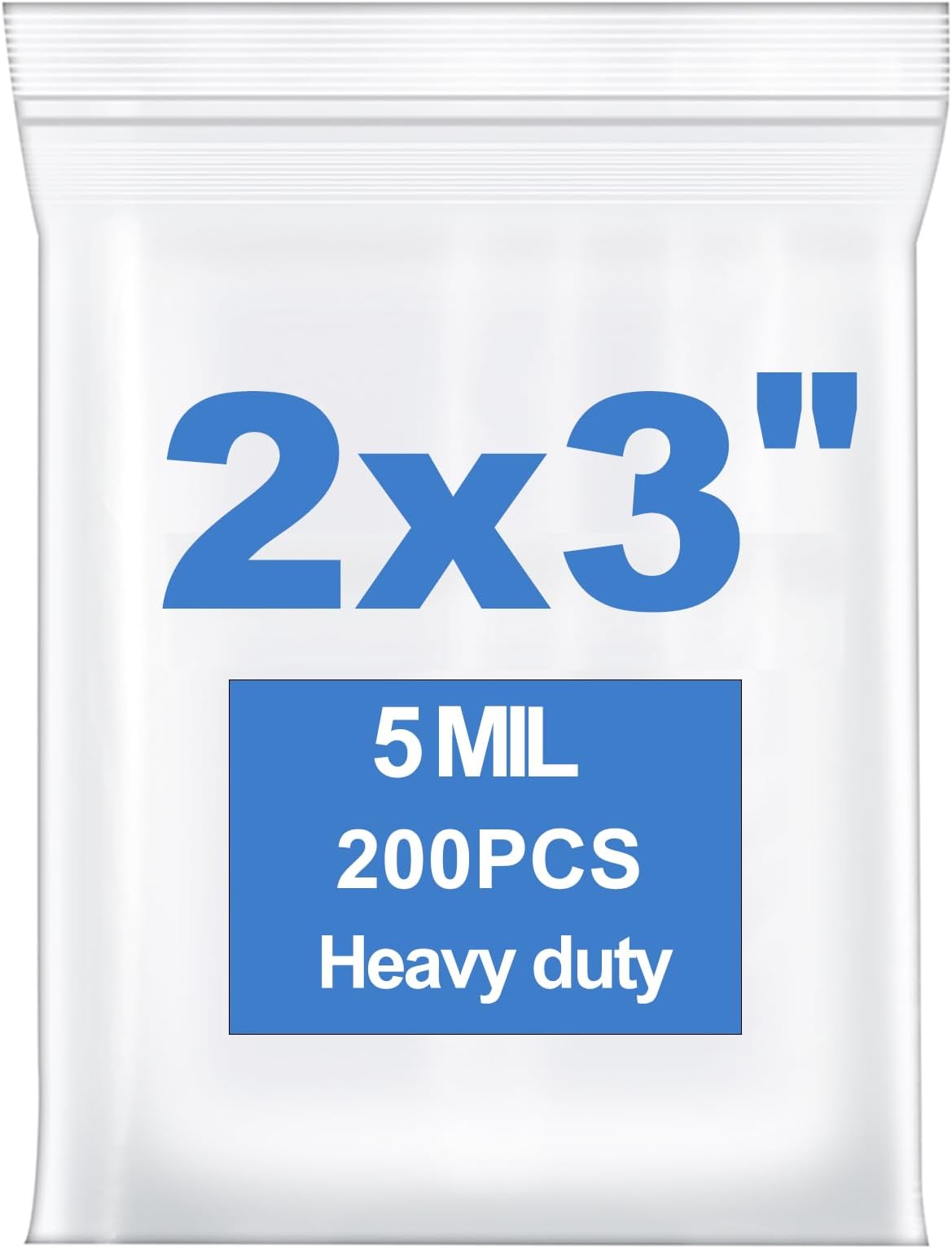 200 PCS 2" x 3" Thick 5 Mil Small Clear Zip Poly Bags Plastic Reclosable Zip Seal Lock Bags Heavy-Duty Necklace Ring Coin Beads Jewelry Pill Zipper Bag