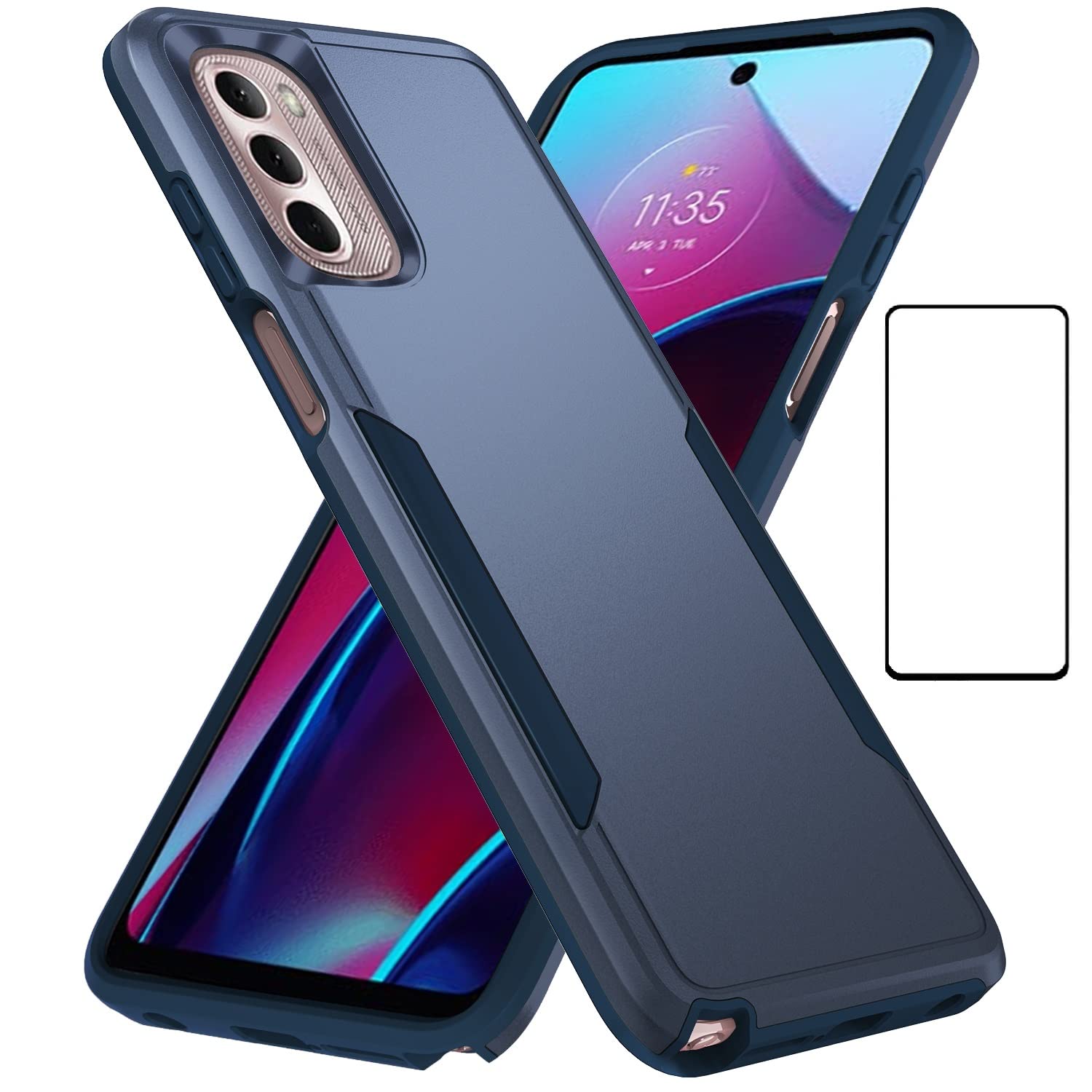 for Motorola Moto G Stylus 2022 4G Case with Screen Protector,Hybrid Heavy Duty Shockproof Toush Armor Rugged Protection Defender Back Cover Protective Phone Case for Moto G Stylus 2022 4G (Blue)