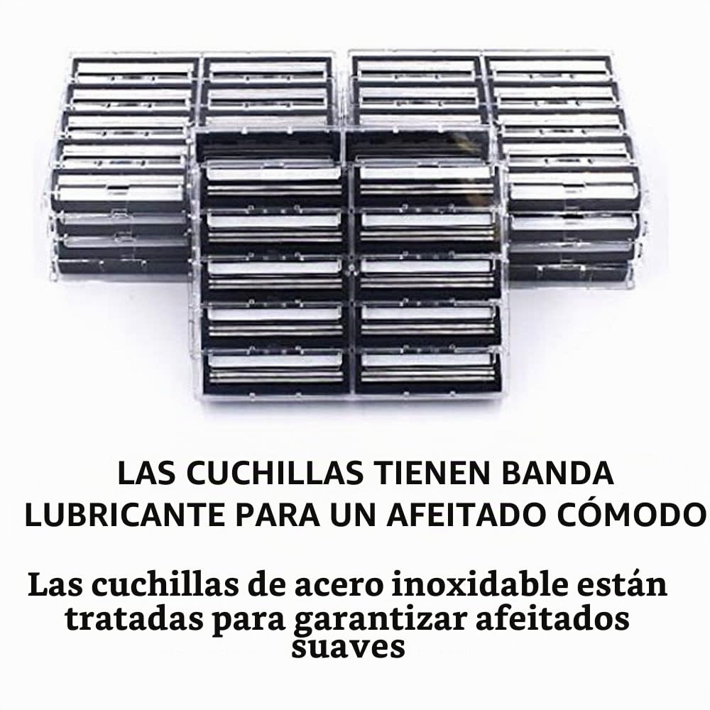 Taconic Shave 100 cartuchos gemelos hoja de afeitar con banda lubricante - Compatible con todos Gillette Trac 2, Atra, G2, Vector, Contour Asas - Hecho en los EE.UU.
