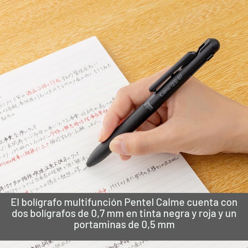Pentel BXAW375W Calme - Bolígrafo multifunción (2 minas de 0,35 mm, 1 mina para portaminas de 0,5 mm, ruido de clic claramente amortiguado, rellenable, 1 ve=10 unidades)