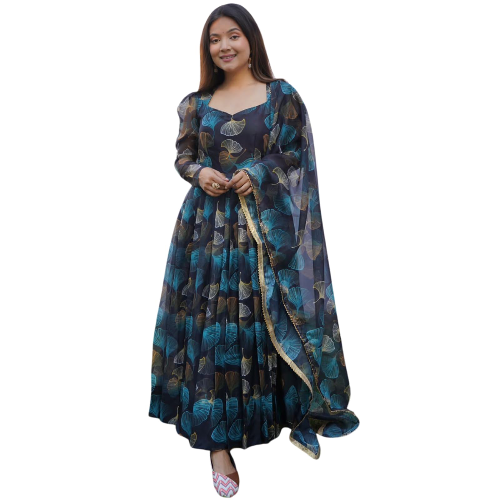 Women’s Georgette Printed Anarkali Kurti with Dupatta | Stylish Ethnic Outfit for Weddings, Parties & Festivals | Lightweight Traditional Indian-image-11