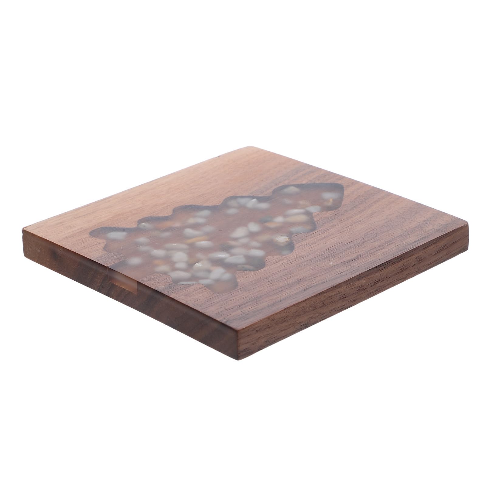 Beaupretty 5 Pièces Dessous de Verre Sapin de Noël Carré en Bois, Pierre