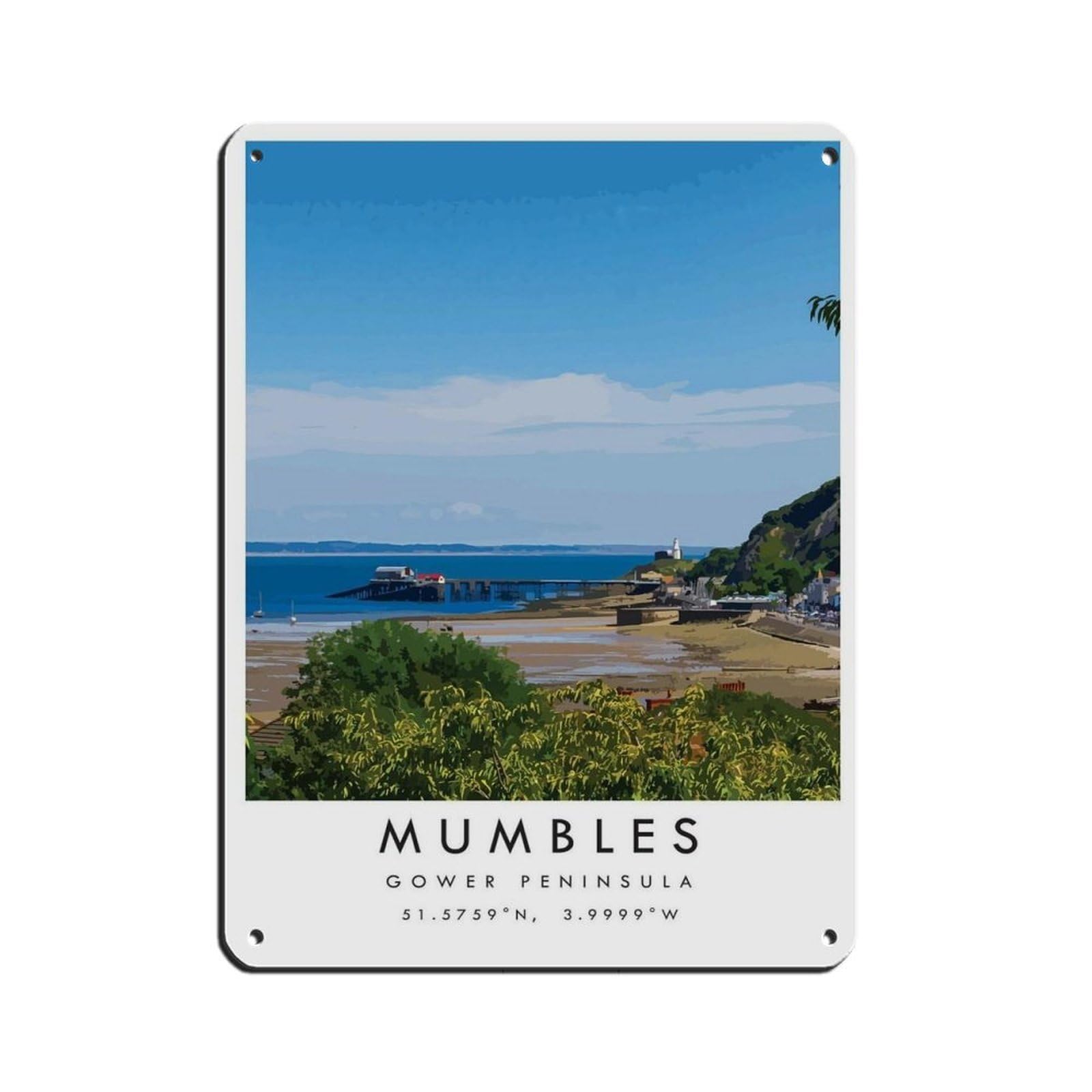 Mumbles Travel, Colourful Wales Travel Retro Poster Metal Tin Sign Chic Art Retro Iron Painting Bar People Cave Cafe Family Garage Poster Wall Decoration 12x16inch(30x40cm)
