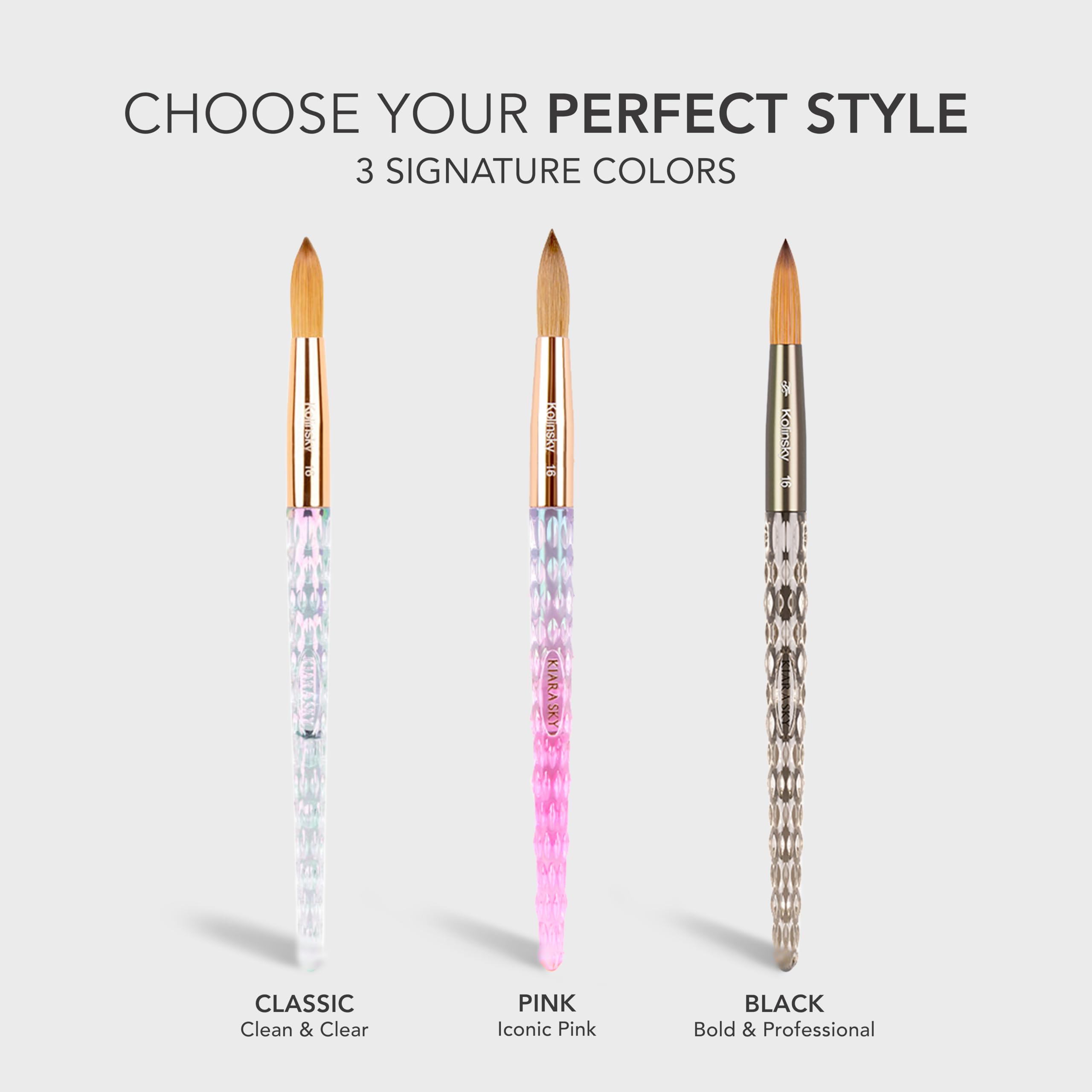 Kiara Sky Kolinsky Acrylic Nail Brush with Crystal Cut Handle