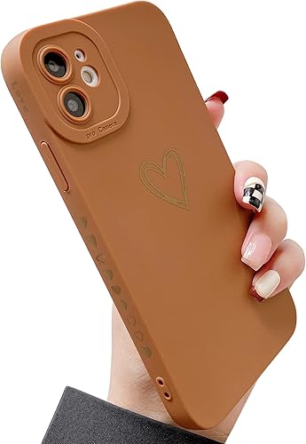 Miniatura 1 de Qokey Funda para iPhone 11 de 6.1 pulgadas 2019, diseño de corazón chapado en los lados y la parte trasera con lente anticaída, protección de TPU