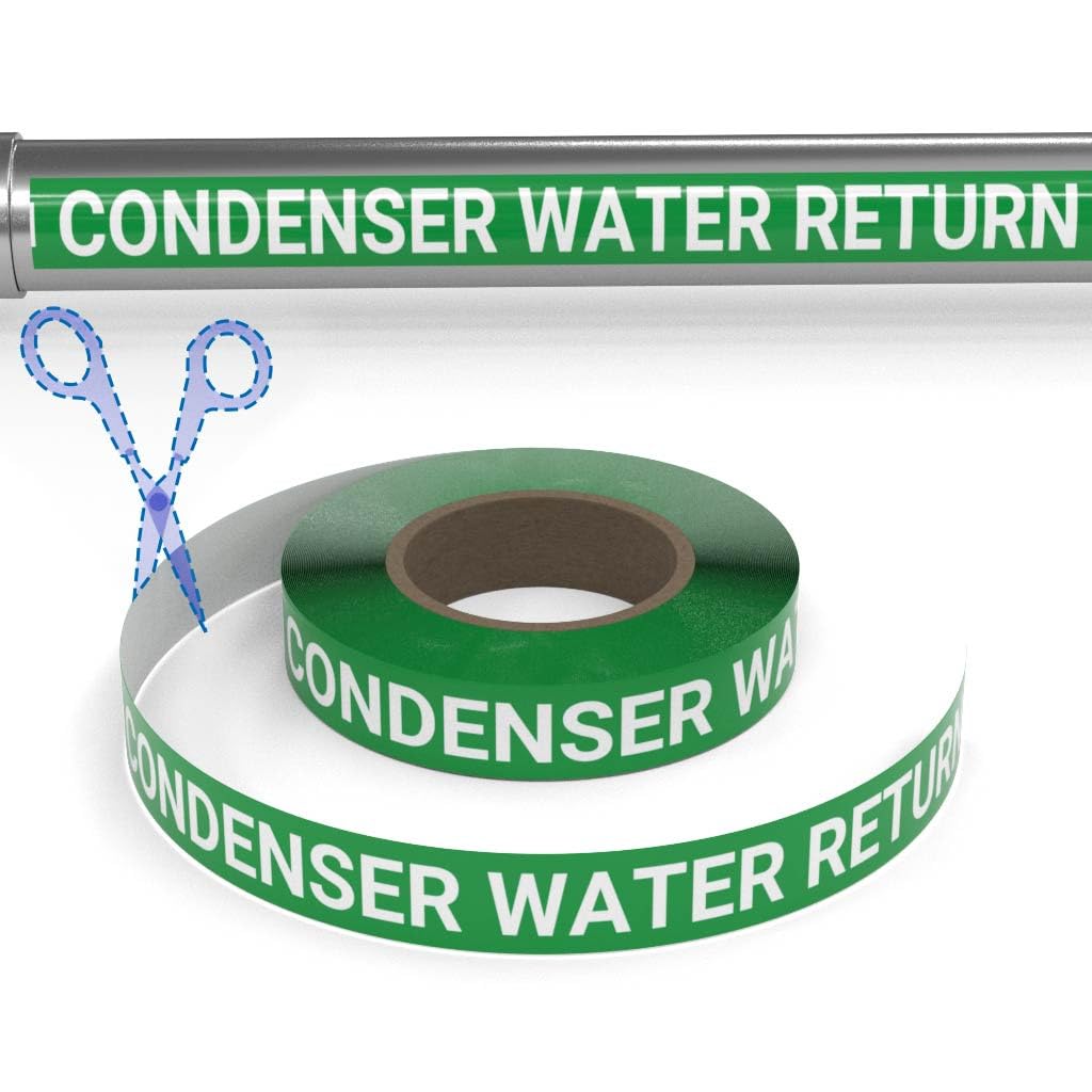 Condenser Water Return (Green) SSINLINE Pipe Marking Roll - 3" x100' - Pipes 8" - 9.9" O.D. Arrows Right