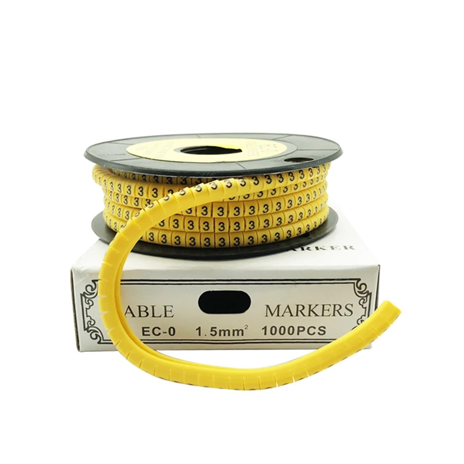 Kabelmarkierer 1 Rolle Nummernröhre EC-0.1 EC-0 EC-1 EC-2 EC-3 EC-5 Quadratische Nummernröhre Kabelmarkierung Bunte Markierung Draht M Nummer 0 bis 9 Zum Kabel Nummerierung(Number 6,EC-2-4mm)
