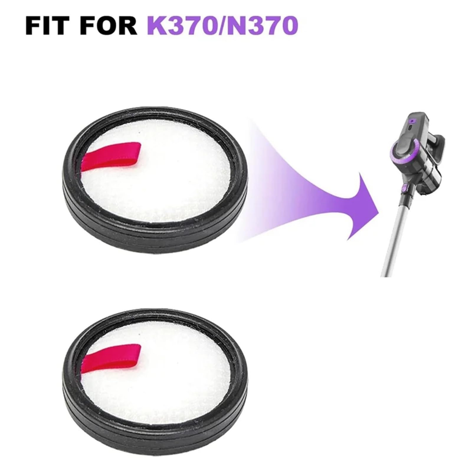 Paquete De 6 Filtros, Compatible Con Inse, K370 / N370, Componentes De Repuesto De Filtro De Aspiradora Inalámbrica