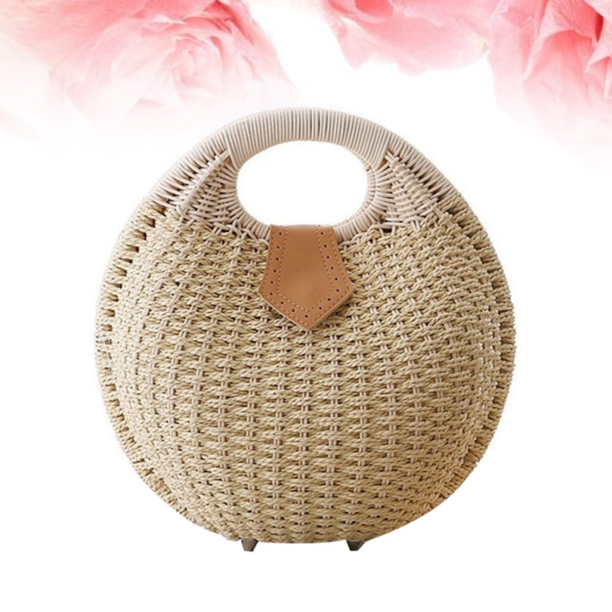Bolso de Paja para Mujer Diseño Bolso Mano de Ratán y Papel para Playa y Uso Diario Accesorio Casual Veraniego Bohemio Color Beige