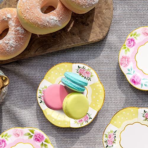 Ceiba Tree Floral Paper Disposable Tea Cups And Saucers Tea Party Decorations Favors 24 Sets For Girls Women Flower Birthday Baby Shower Wedding Party Supplies thumb #7