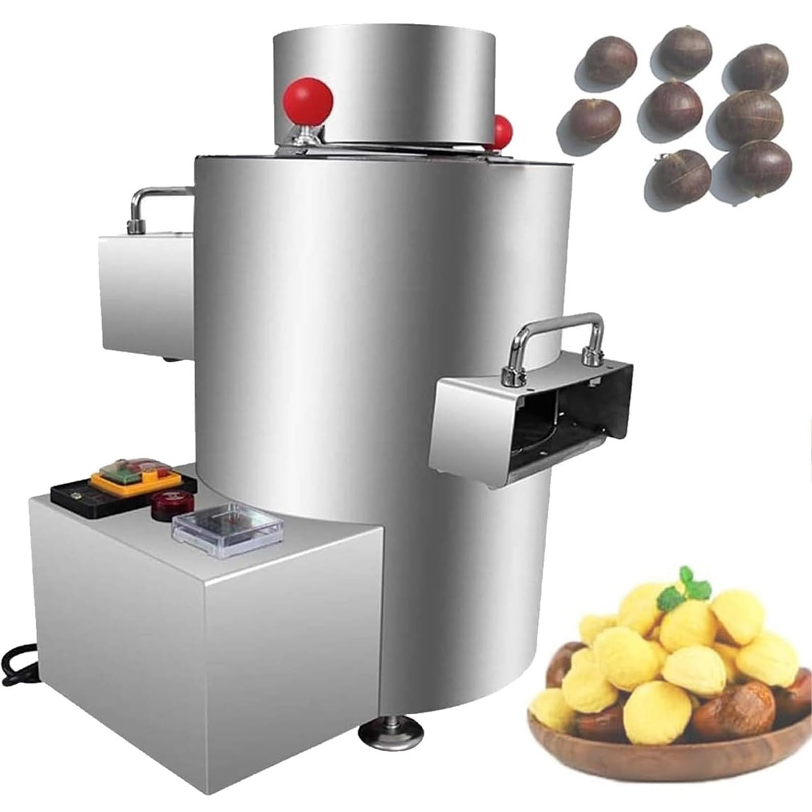Pelatura di Castagne Macchina Controllo velocità, Acciaio Inossidabile, Nessun Danno alle Castagne,12 Lame, Sgusciatura 0,5 A 2,5 kg/Volta per Uso Domestico/Commerciale(12V)